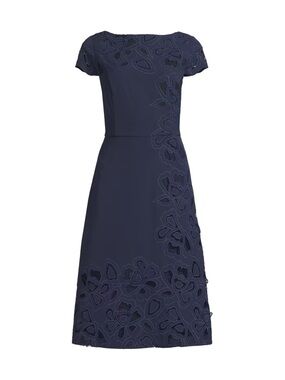 NWT Kay Unger Juliette Navy Lace-Trimmed Cocktail Dress 4